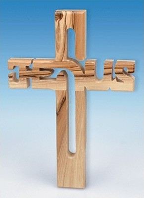 CROIX JESUS BOIS D'OLIVIER 10.5x15CM