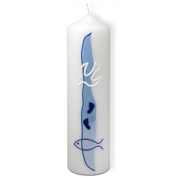 Bougie colombe, pas et poisson bleue