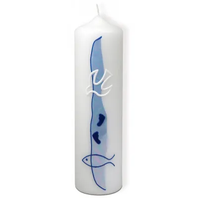 Bougie colombe, pas et poisson bleue