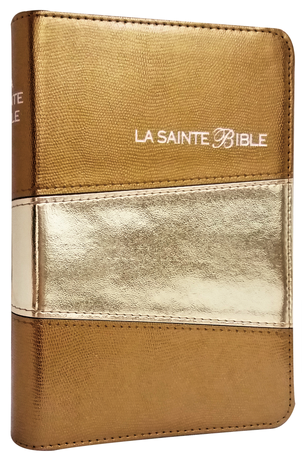 Bible Segond 1910 reliure souple dorée, similicuir duotone, tranches or
