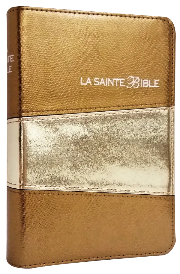 Bible Segond 1910 reliure souple dorée, similicuir duotone, tranches or