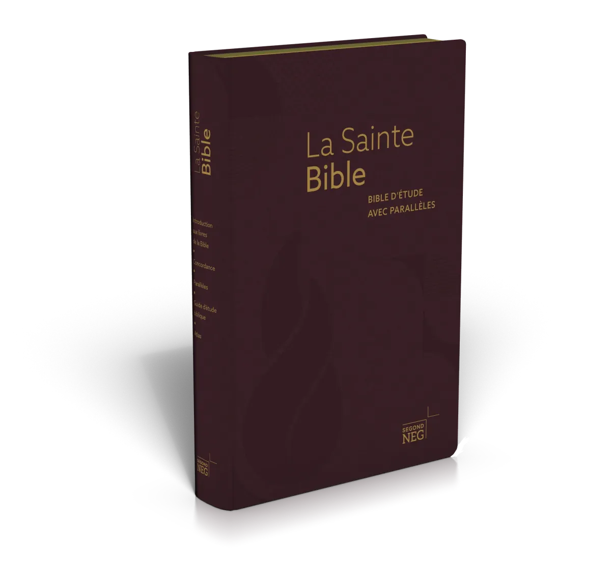 Bible d'étude NEG à parallèles, bordeaux - Souple, fibrocuir, tranche or, onglets