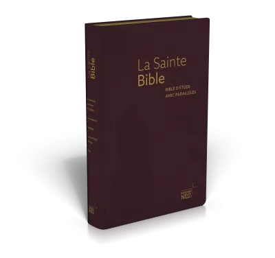 Bible d'étude NEG à parallèles, bordeaux - Souple, fibrocuir, tranche or, onglets
