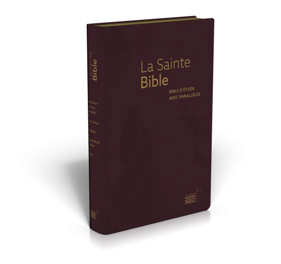 Bible d'étude NEG à parallèles, bordeaux - Souple, fibrocuir, tranche or, onglets