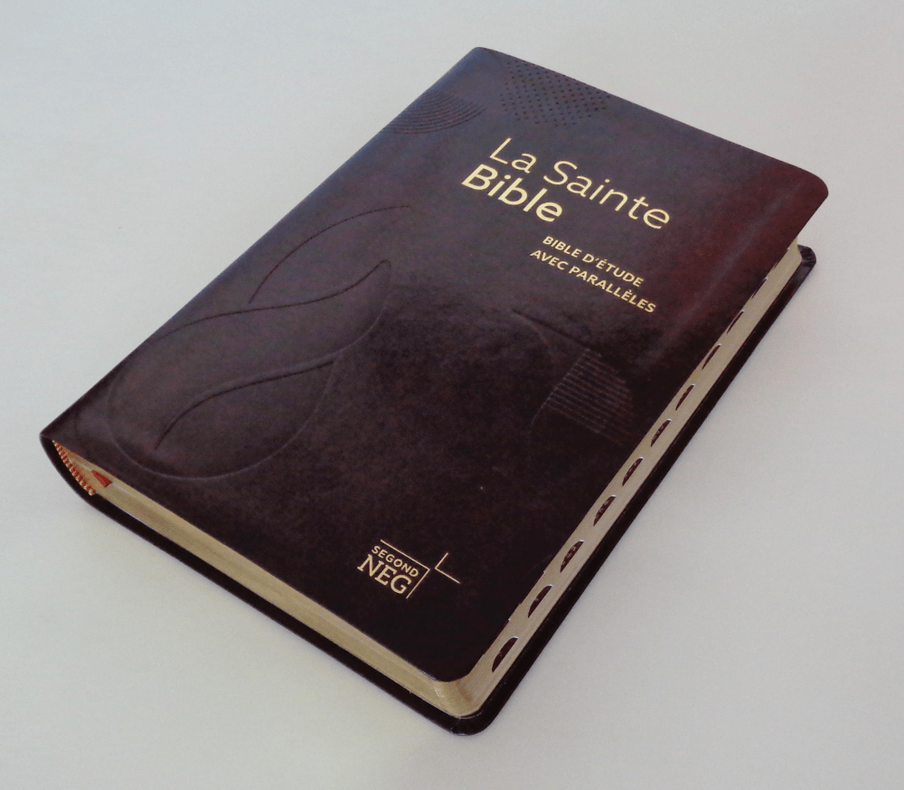 Bible d'étude NEG à parallèles, bordeaux - Souple, fibrocuir, tranche or, onglets