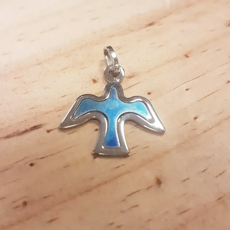 Pendentif colombe argent émaillé rhodié