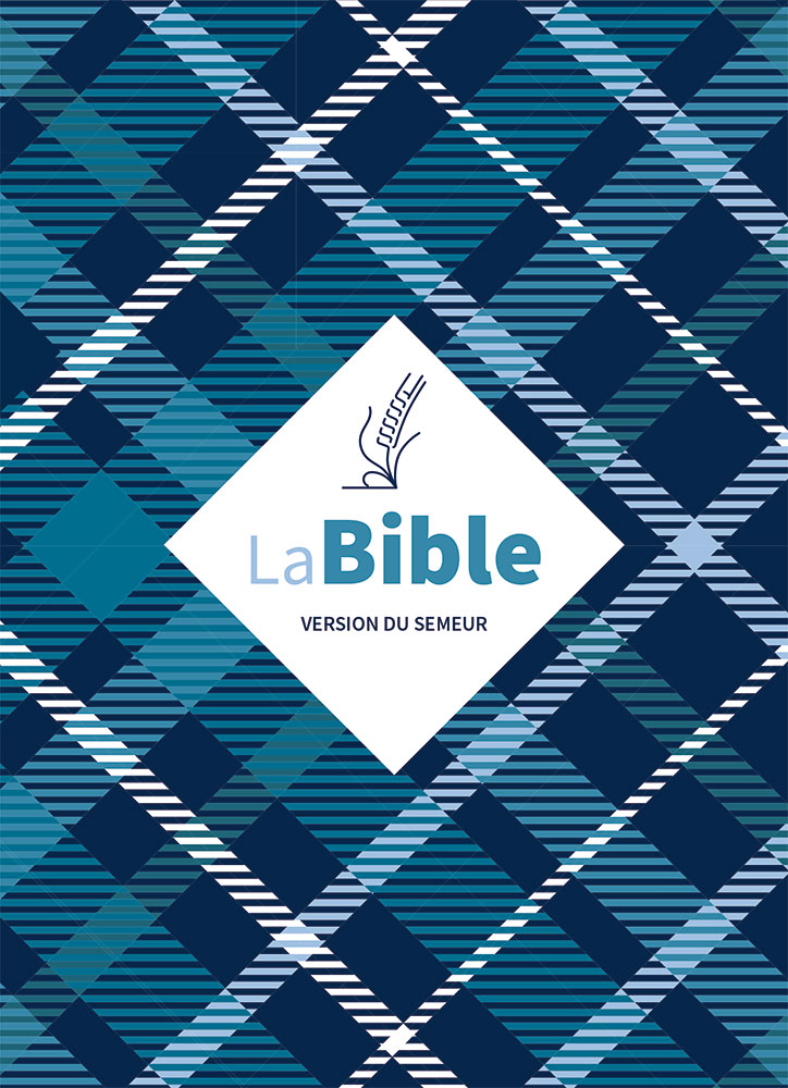 Bible Semeur 2015, couverture textile semi-souple bleue, tissu carreaux