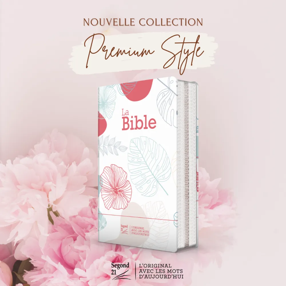 Bible Segond 21 compacte (premium style) - couverture souple toilée motif fleuri, avec fermeture éc