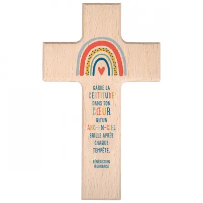 Croix Arc-en-ciel en bois d'hêtre