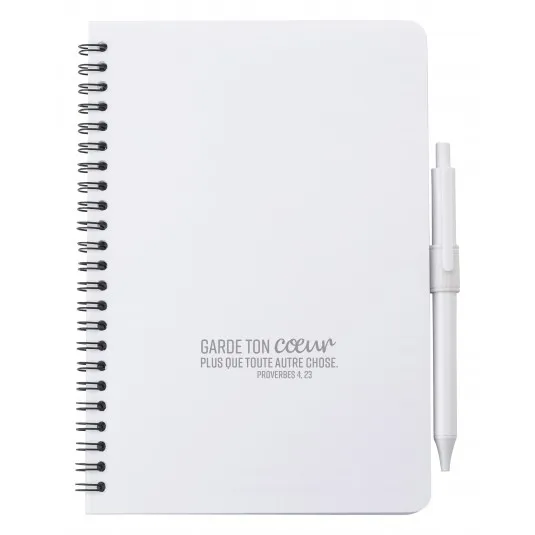 Carnet de notes blanc, surface antibactérienne et stylo