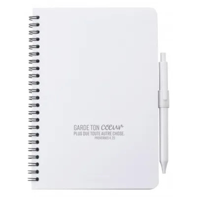 Carnet de notes blanc, surface antibactérienne et stylo