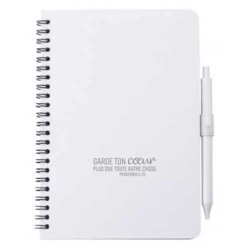 Carnet de notes blanc, surface antibactérienne et stylo