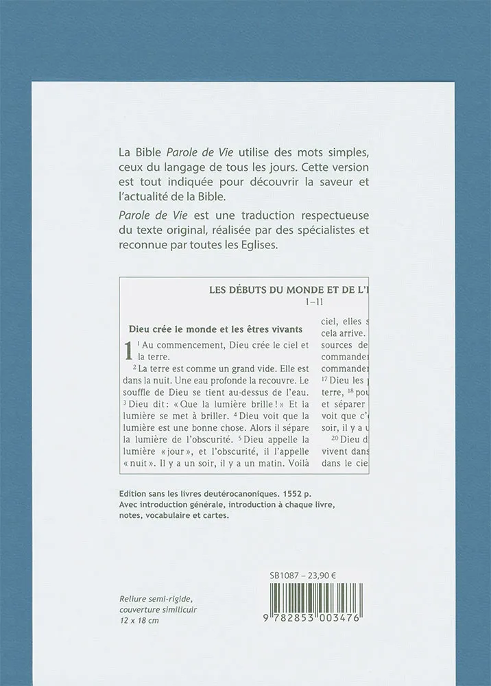Bible Parole de Vie simili cuir bleu